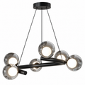 Mirren 6-Light Smoked Glass Chandelier Matte Black Glowryte