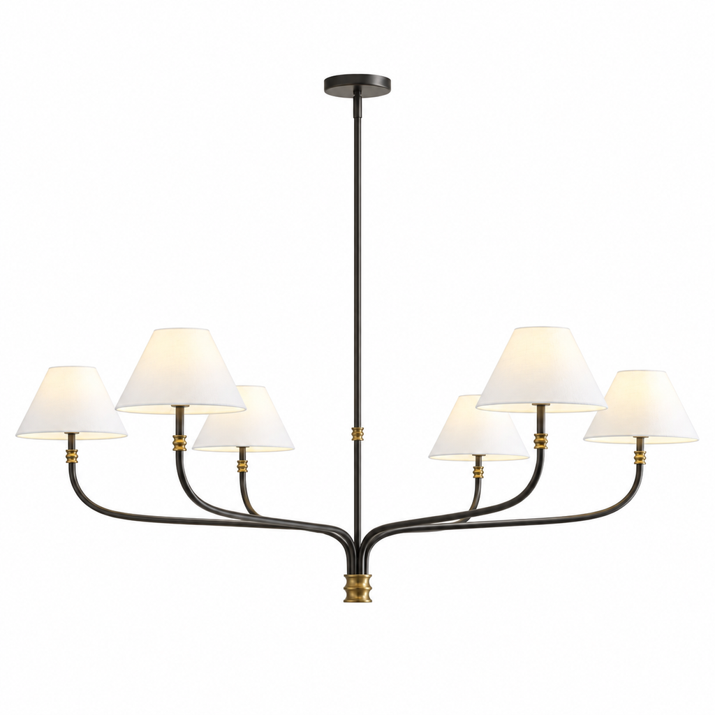 Modern Minimalist Fabric Shade Chandelier 6-Light · Dia 39.4" (100 cm) Glowryte