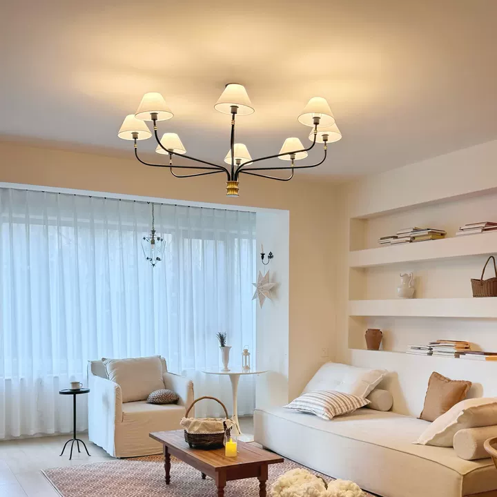 Modern Minimalist Fabric Shade Chandelier Glowryte