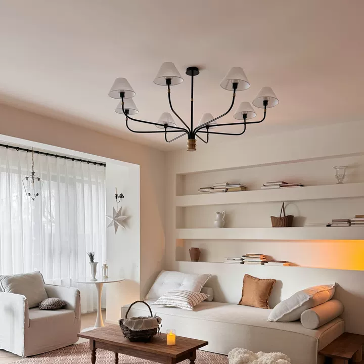Modern Minimalist Fabric Shade Chandelier Glowryte