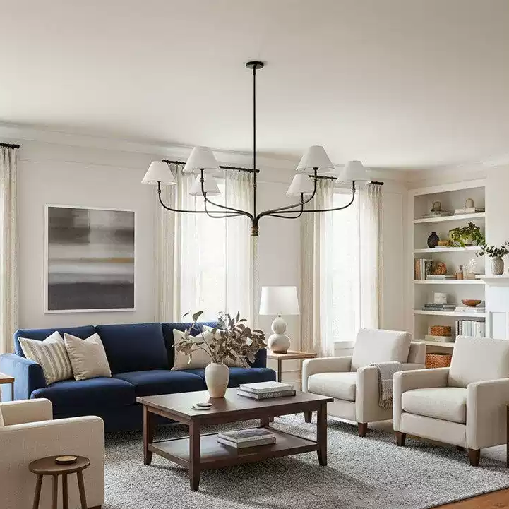 Modern Minimalist Fabric Shade Chandelier Glowryte