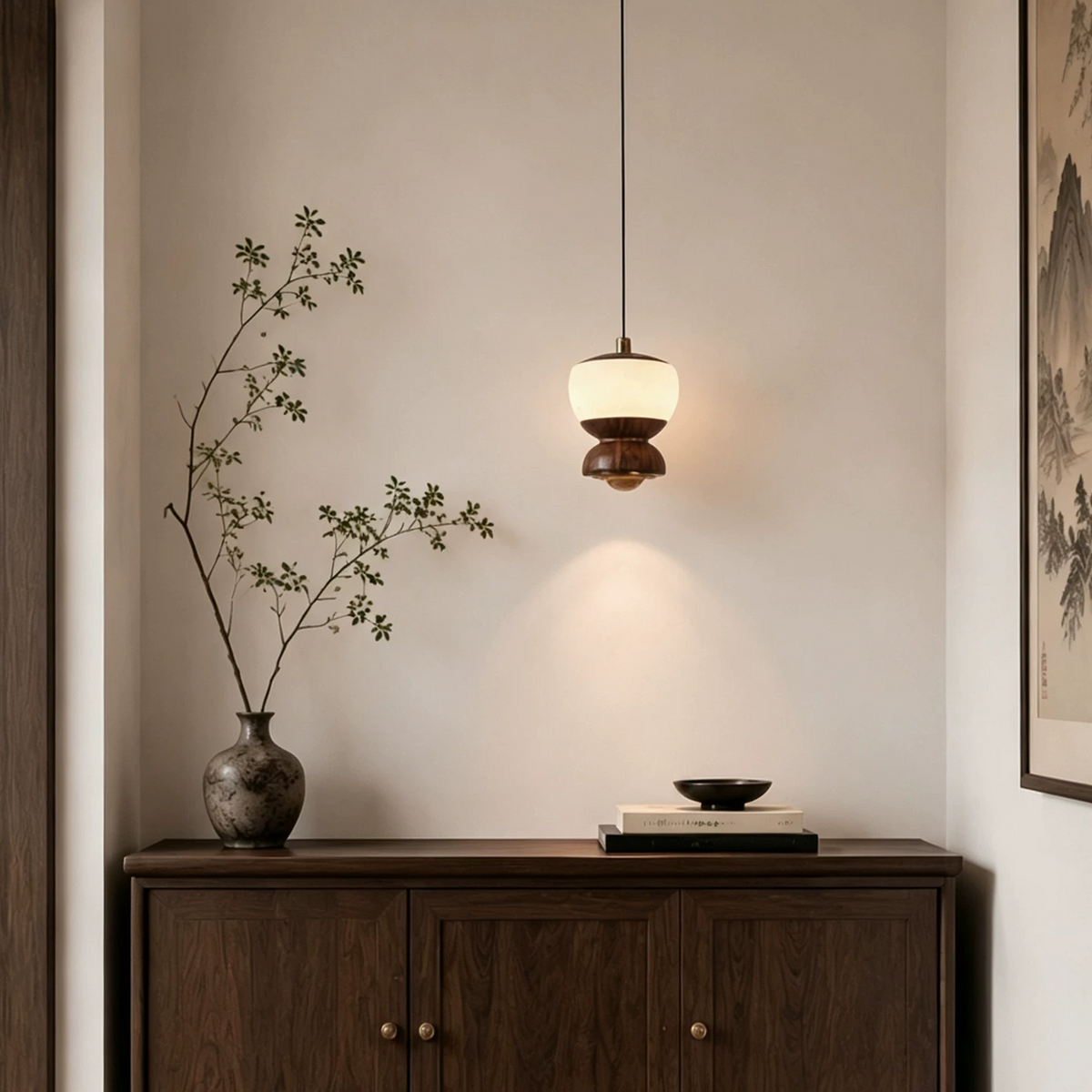 Nara Touch-Dimming Walnut Mini Pendant Light Glowryte