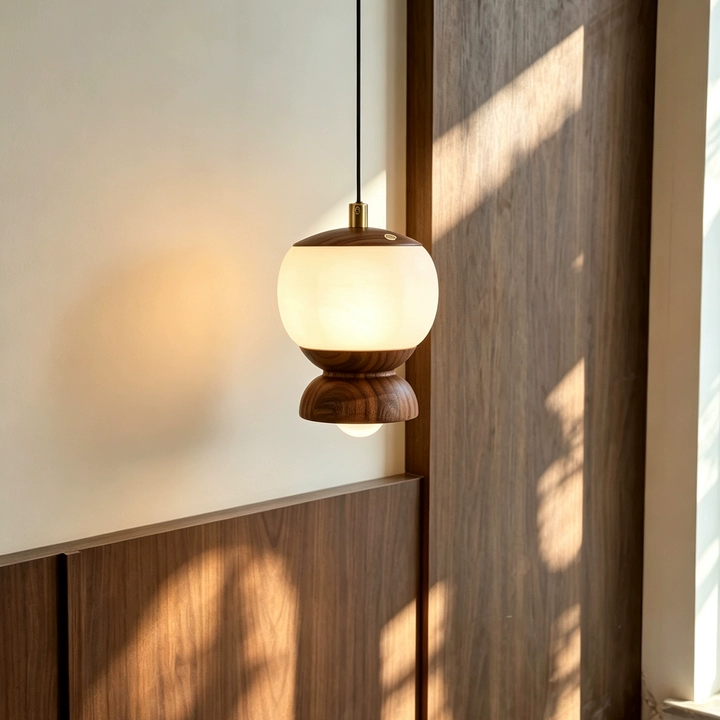 Nara Touch-Dimming Walnut Mini Pendant Light Glowryte