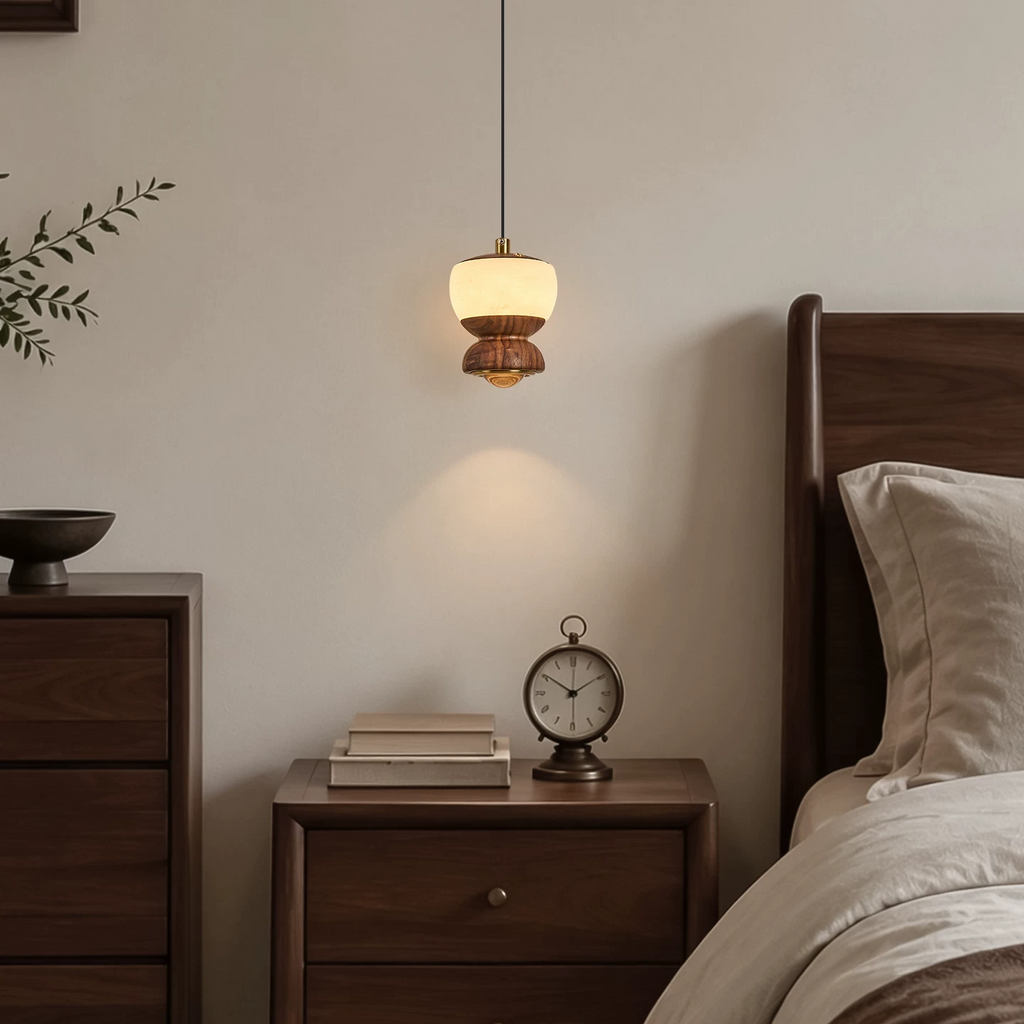 Nara Touch-Dimming Walnut Mini Pendant Light Glowryte