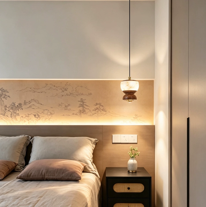Nara Touch-Dimming Walnut Mini Pendant Light Glowryte