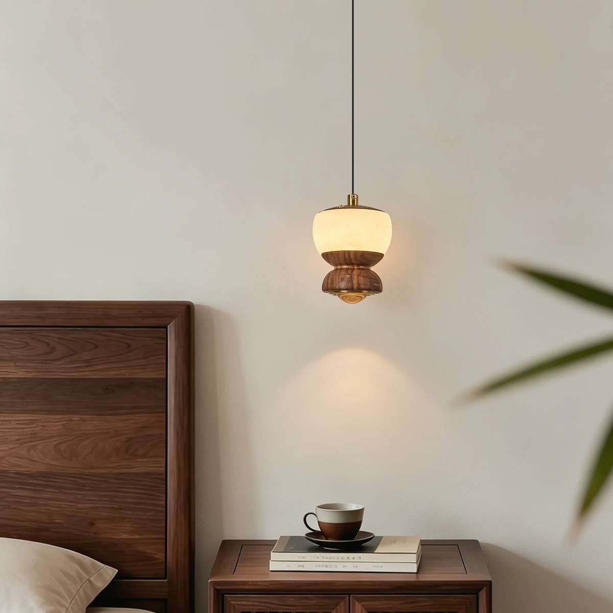 Nara Touch-Dimming Walnut Mini Pendant Light Glowryte