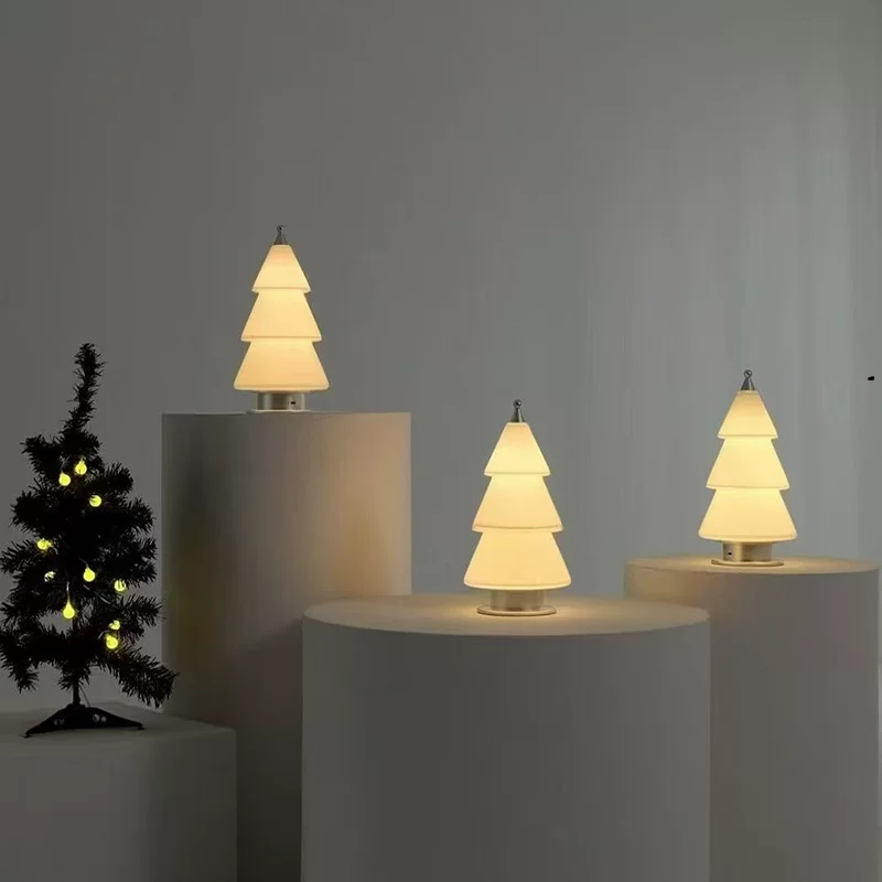 Neva Cordless Frosted Glass Tree Table Lamp