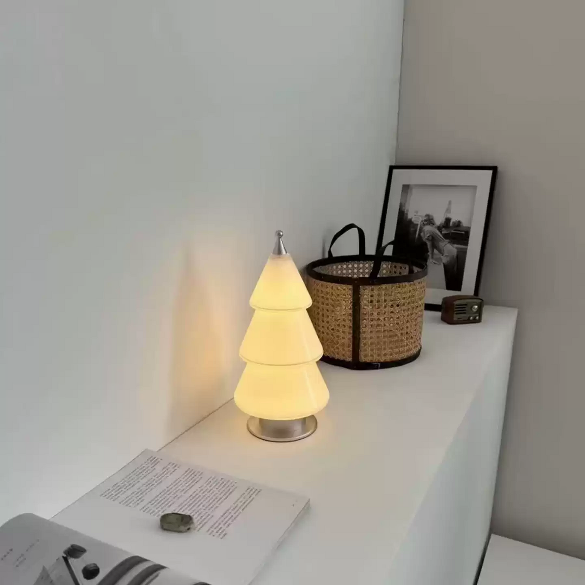 Neva Cordless Frosted Glass Tree Table Lamp
