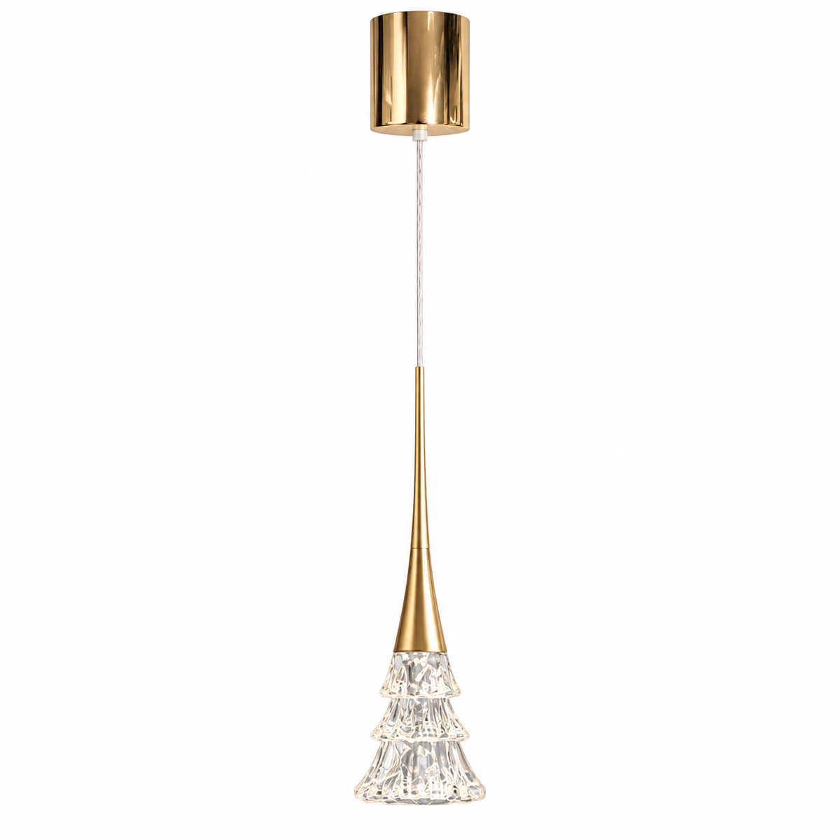 Noel Crystal Tree Rise-and-Fall Pendant Light Champagne Gold Glowryte
