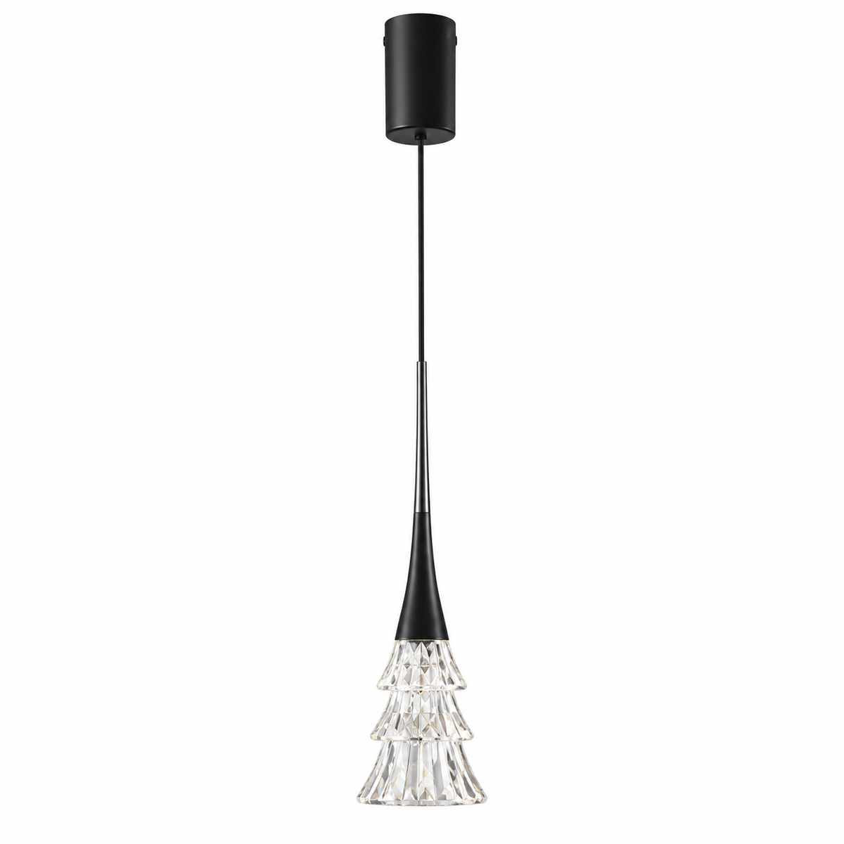 Noel Crystal Tree Rise-and-Fall Pendant Light Matte Black Glowryte