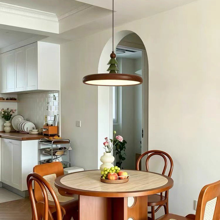 Noel Pine-Topped Disc Pendant Light Glowryte