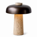 Noma Travertine Mushroom Table Lamp Black Glowryte