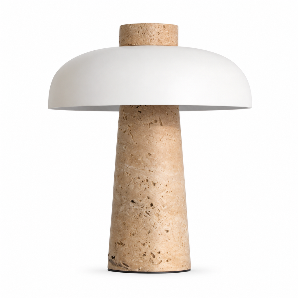 Noma Travertine Mushroom Table Lamp White Glowryte