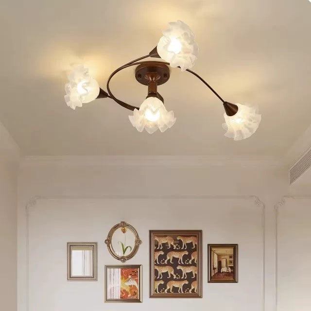 Floral Branch Semi-Flush Chandelier Glowryte