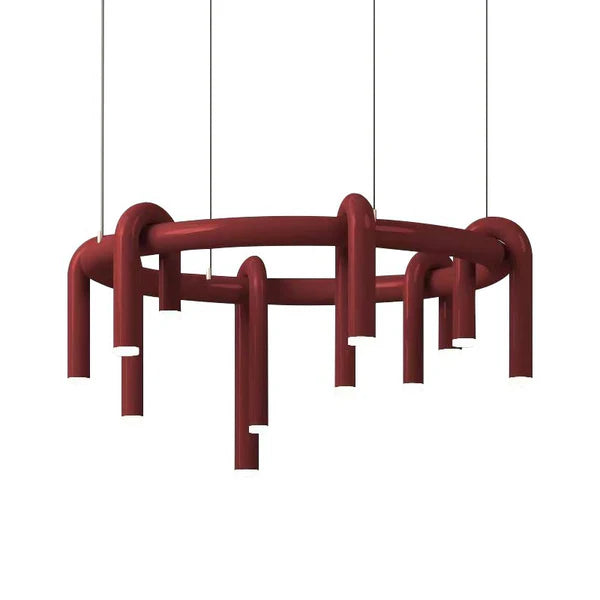 U-Loop Round Pendant Light Round Single Dia 24" (Dia60 cm) Wine Red Glowryte