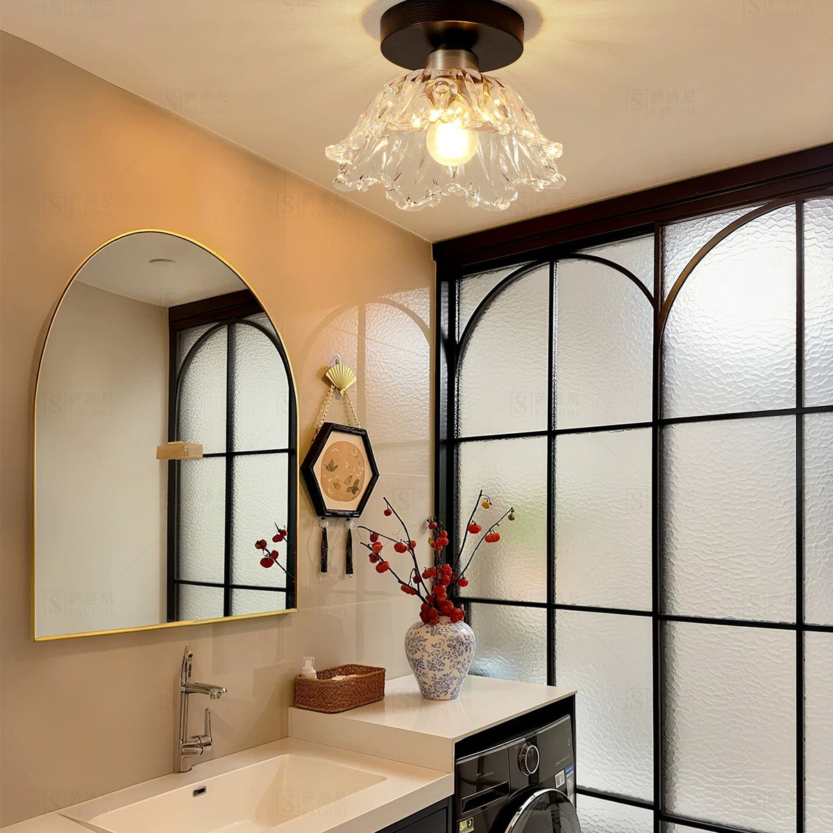 Petal Glass Semi-Flush Ceiling Light Glowryte