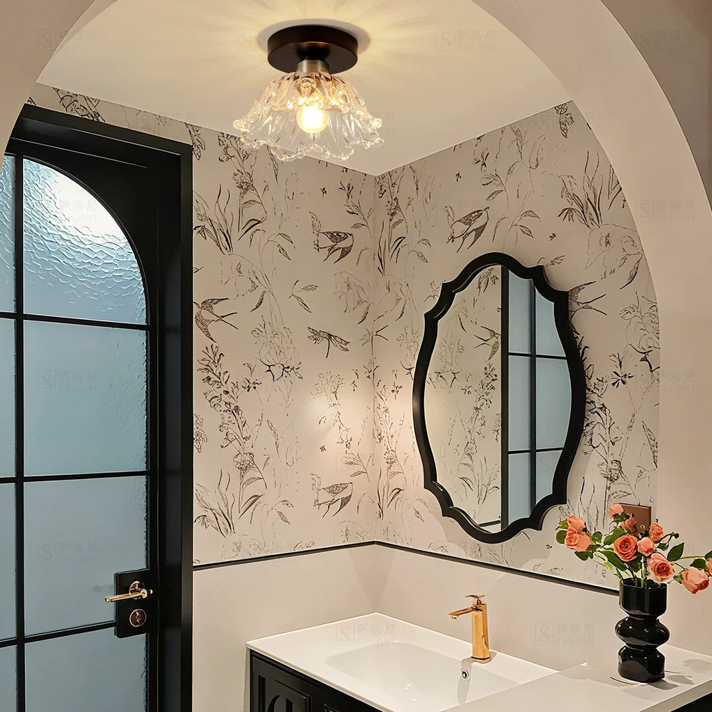 Petal Glass Semi-Flush Ceiling Light Glowryte