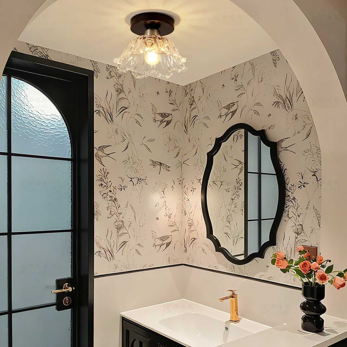 Petal Glass Semi-Flush Ceiling Light Glowryte