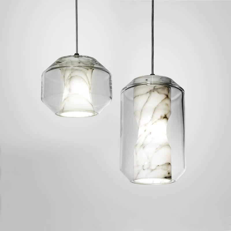 Solene Alabaster & Glass Pendant Light Glowryte