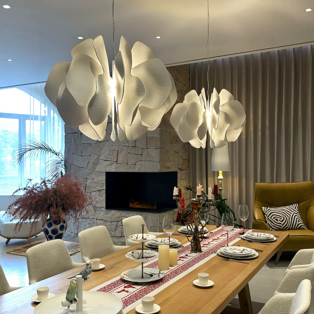 Nightbloom Ceramic Petal Chandelier