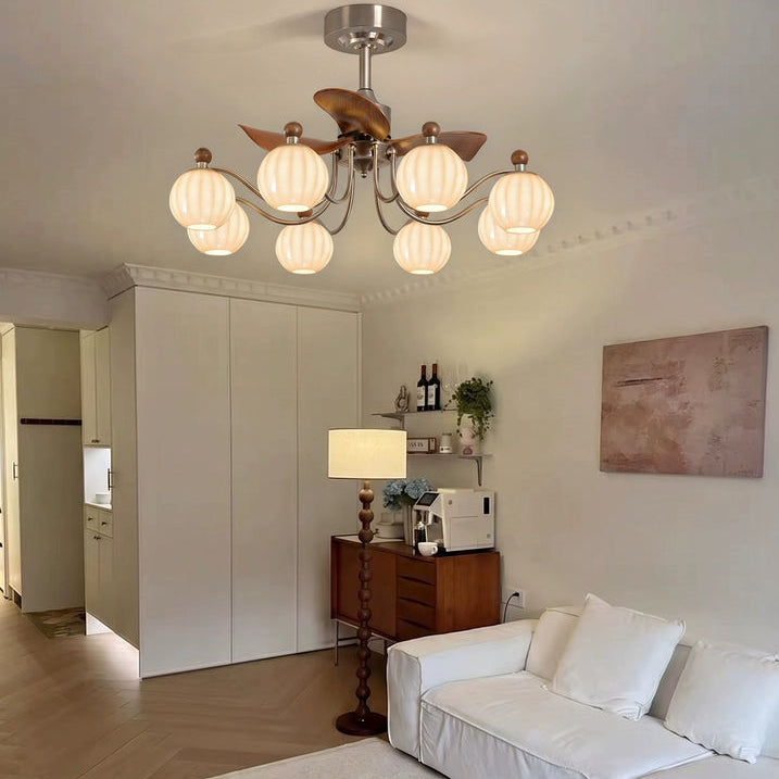 Vintage 8-Light Ceiling Fan Chandelier Glowryte