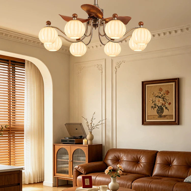Vintage 8-Light Ceiling Fan Chandelier Glowryte