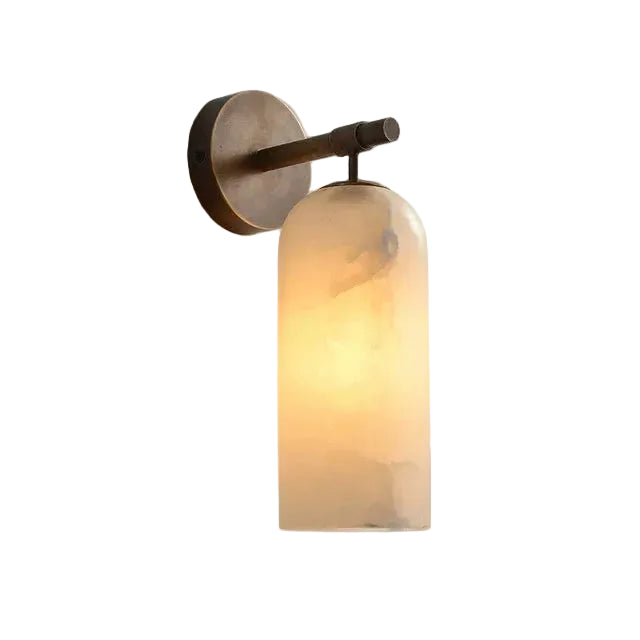 Alba Alabaster Wall Sconce W 3.9" × H 7.9" (W 10cm × H 20cm) Bronze & White Glowryte