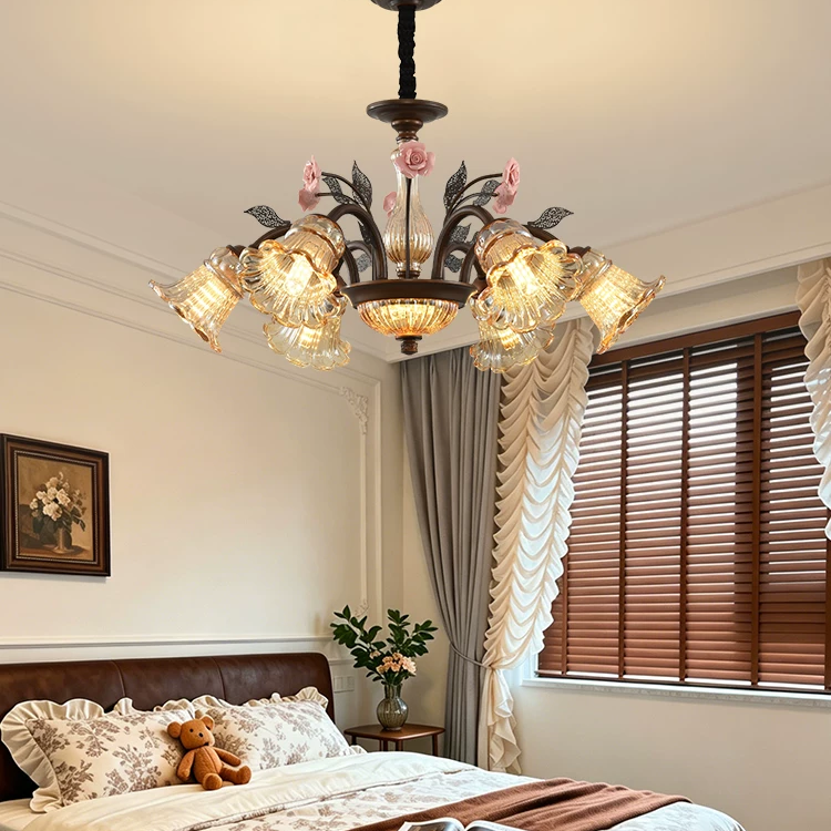 American Vintage Rose Blossom Chandelier Glowryte