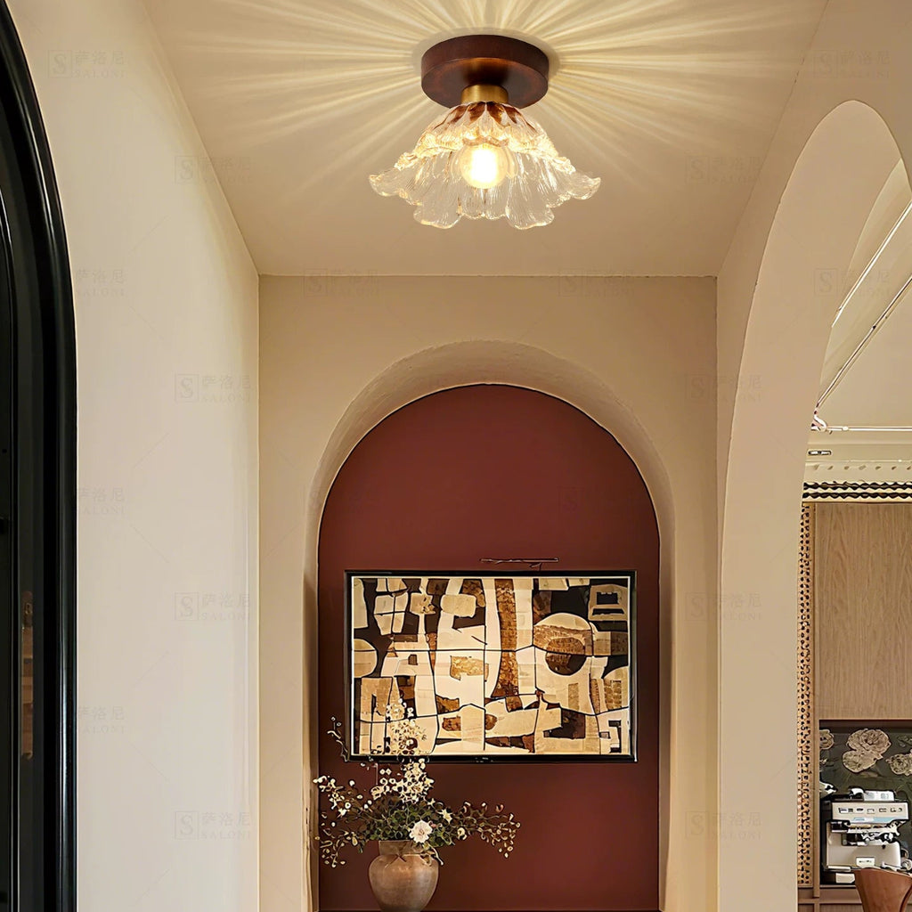 Petal Glass Semi-Flush Ceiling Light Glowryte