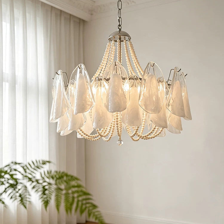 Murano Petal & Pearl Chandelier Glowryte