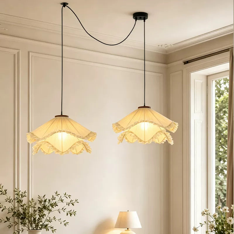Pleated Ruffle Fabric Pendant Light Glowryte