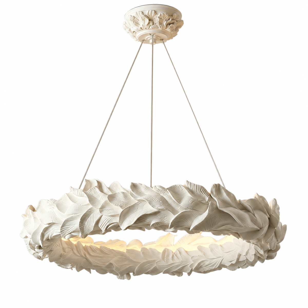 Feuille Sculptural Leaf Ring Chandelier Dia 28.7" × H 5.9" (Dia 73 × H 15 cm) Glowryte