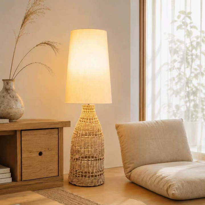 Paloma Woven Rattan Sculptural Floor Lamp Glowryte
