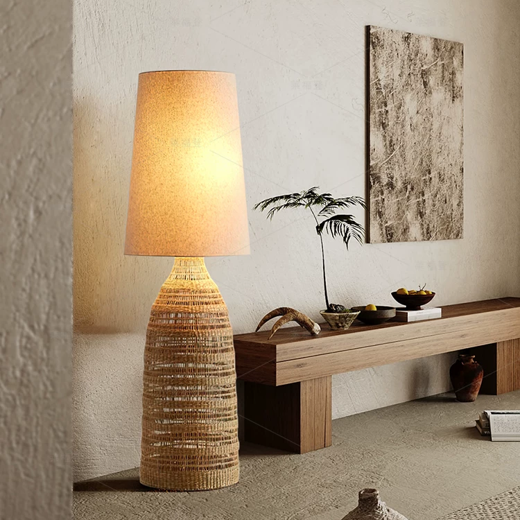 Paloma Woven Rattan Sculptural Floor Lamp Glowryte