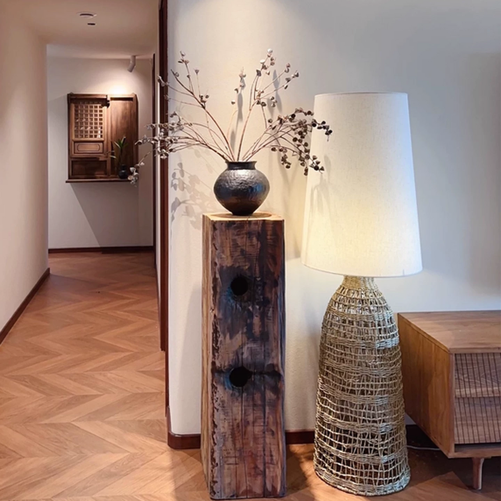 Paloma Woven Rattan Sculptural Floor Lamp Glowryte