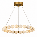 Perla Alabaster Beaded Ring Chandelier Dia 23.6" × H 2.4" (Dia 60 × H 6 cm) Glowryte