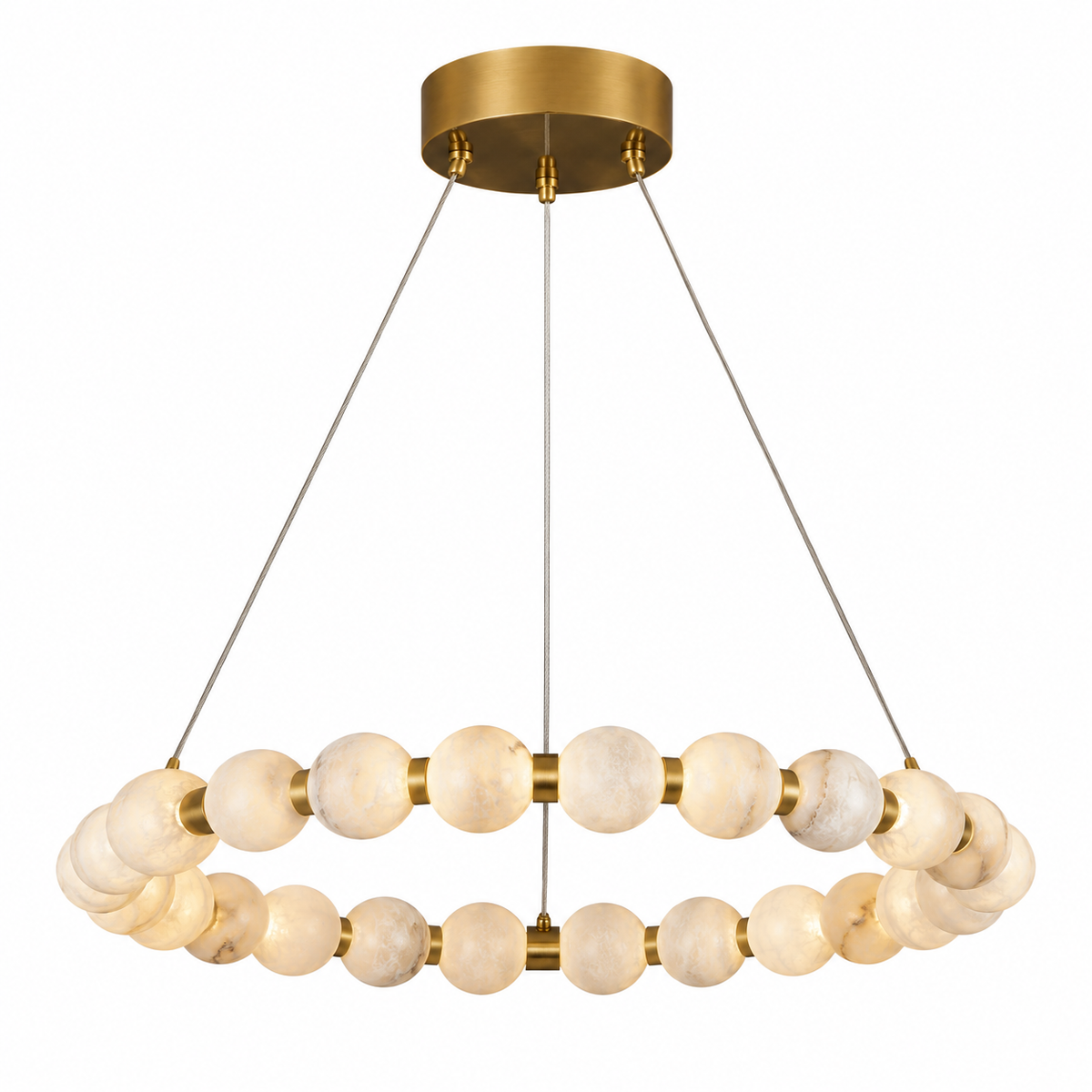 Perla Alabaster Beaded Ring Chandelier Dia 23.6" × H 2.4" (Dia 60 × H 6 cm) Glowryte