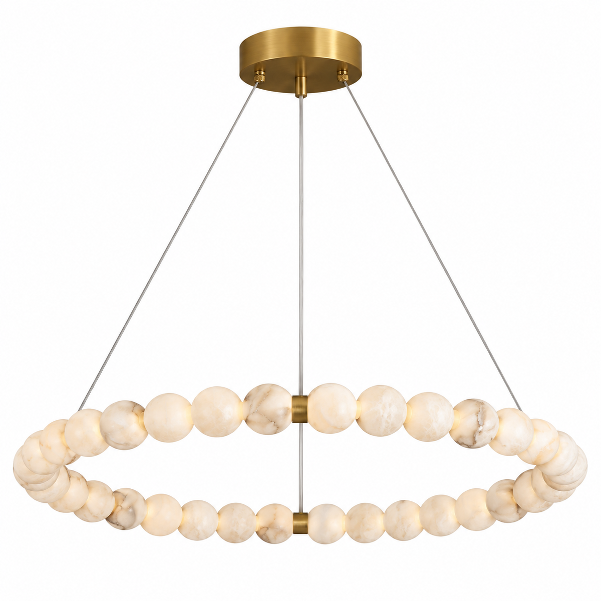Perla Alabaster Beaded Ring Chandelier Dia 39.4" × H 2.4" (Dia 100 × H 6 cm) Glowryte