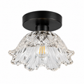 Petal Glass Semi-Flush Ceiling Light Black Glowryte