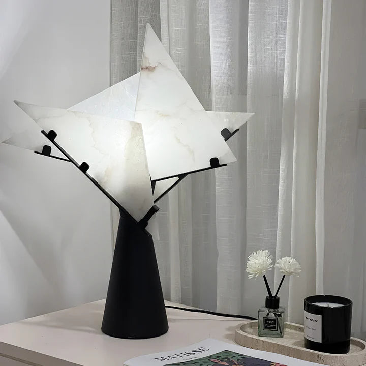 Shard Alabaster Table Lamp Dia 16.5” × 19.6“ (Dia 42 × 50 cm) Black Glowryte
