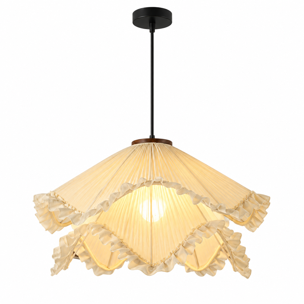 Pleated Ruffle Fabric Pendant Light Dia 60 cm Glowryte