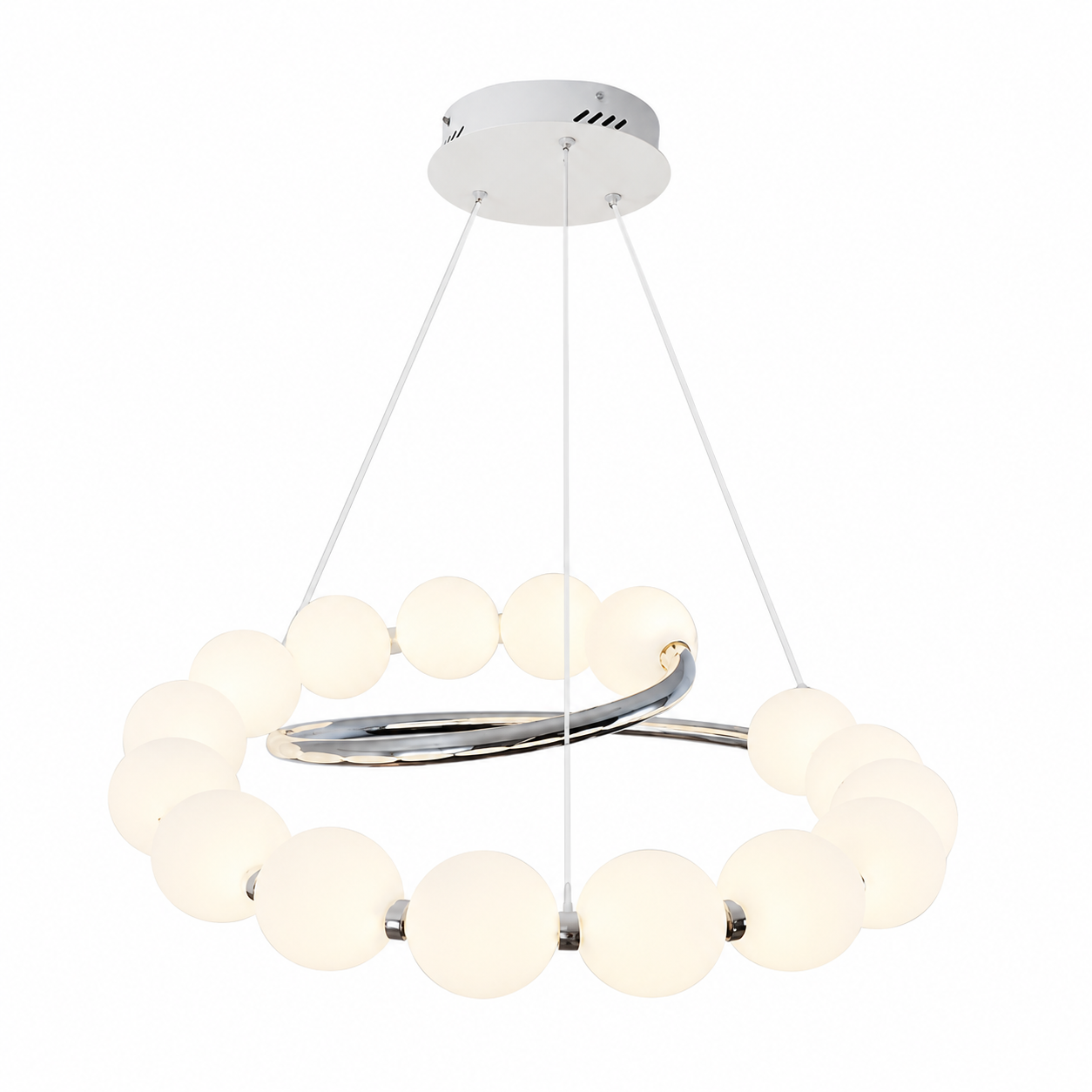 Plume Spiral Pearl Chandelier Chrome Glowryte