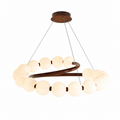 Plume Spiral Pearl Chandelier Walnut Glowryte