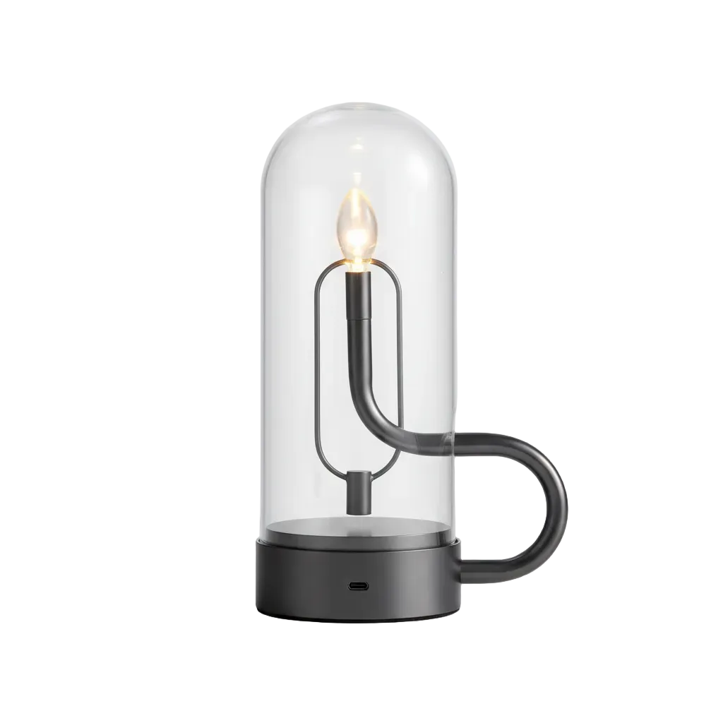 Lux Dome Candlelight Lamp Black L 5.5" × W 3.5" × H 9" (L 14 × W 9 × H 23 cm) Glowryte