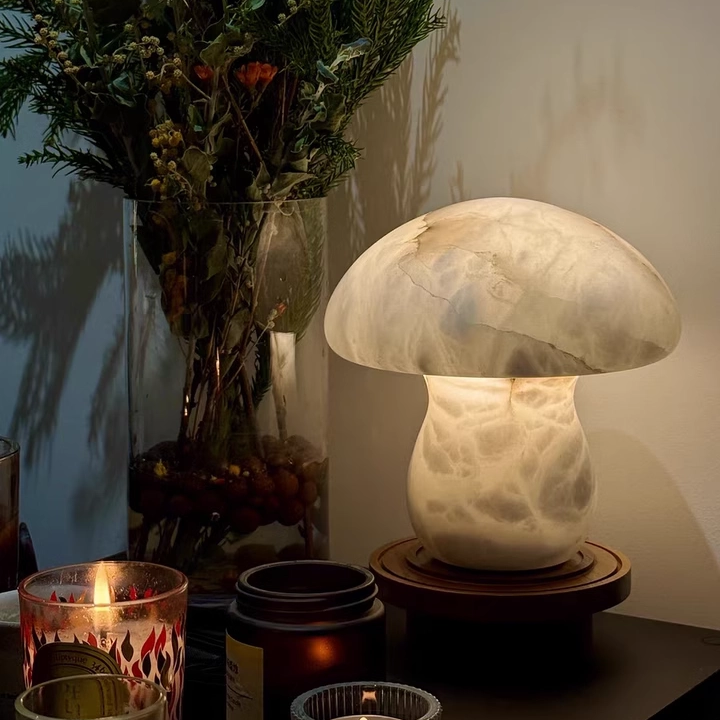 Rhea Alabaster Mushroom Table Lamp Glowryte