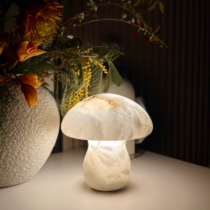 Rhea Alabaster Mushroom Table Lamp Glowryte