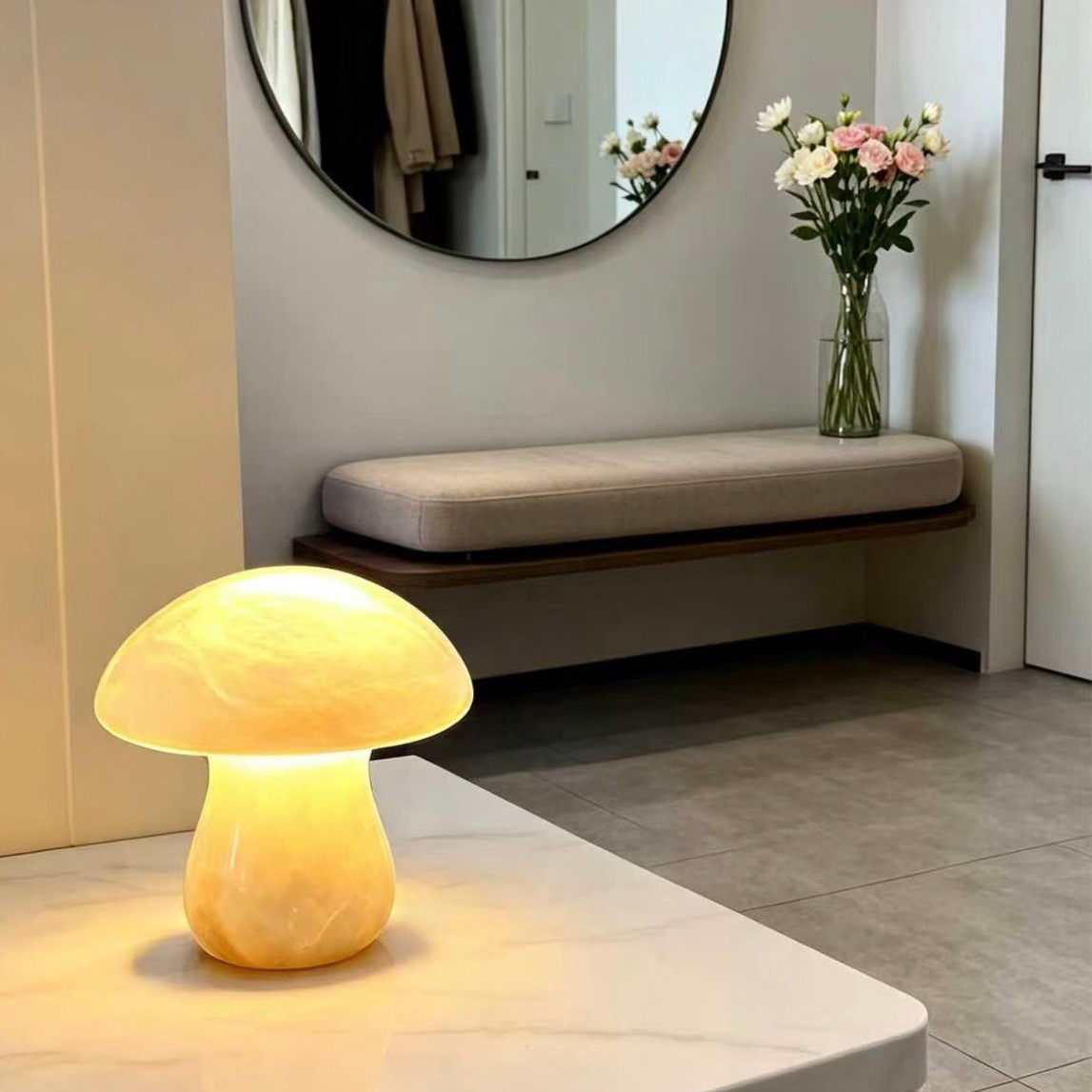 Rhea Alabaster Mushroom Table Lamp Glowryte