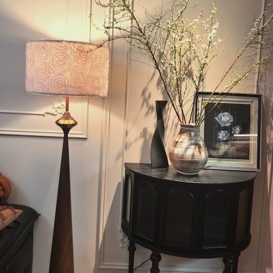 Rowan Tapered Walnut Floor Lamp Glowryte