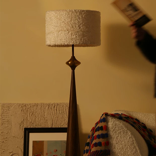 Rowan Tapered Walnut Floor Lamp Glowryte