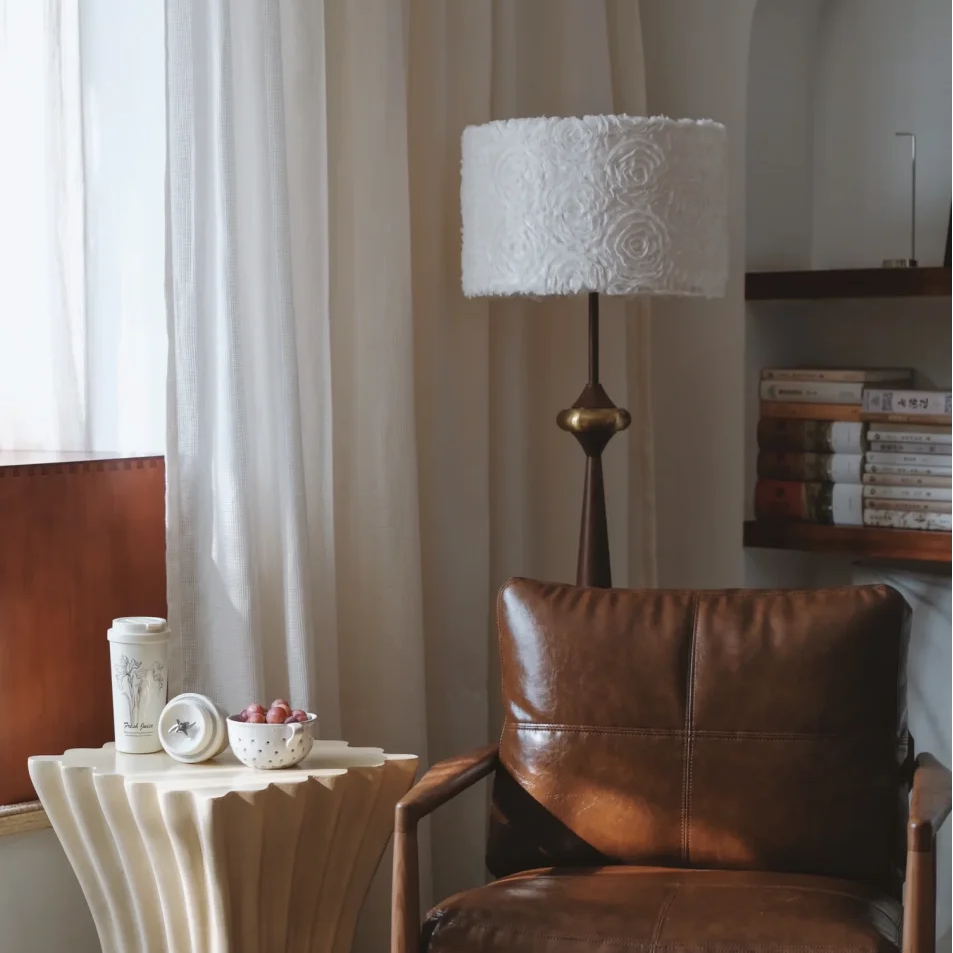 Rowan Tapered Walnut Floor Lamp Glowryte